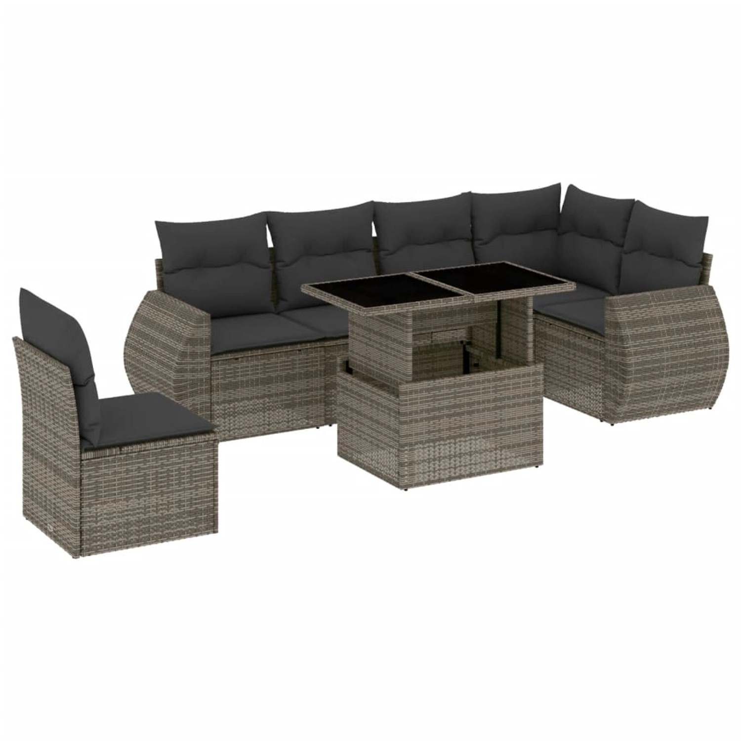 vidaXL 7-tlg Garten-Sofagarnitur mit Kissen Grau Poly Rattan Modell 181 günstig online kaufen