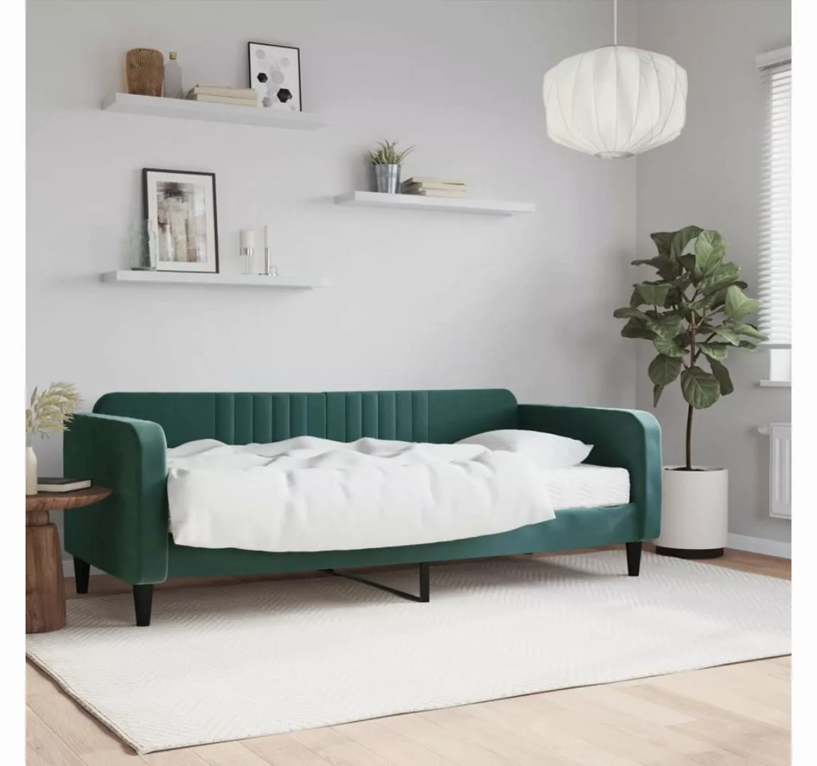 vidaXL Gästebett Gästebett Tagesbett mit Matratze Dunkelgrün 90x200 cm Samt günstig online kaufen