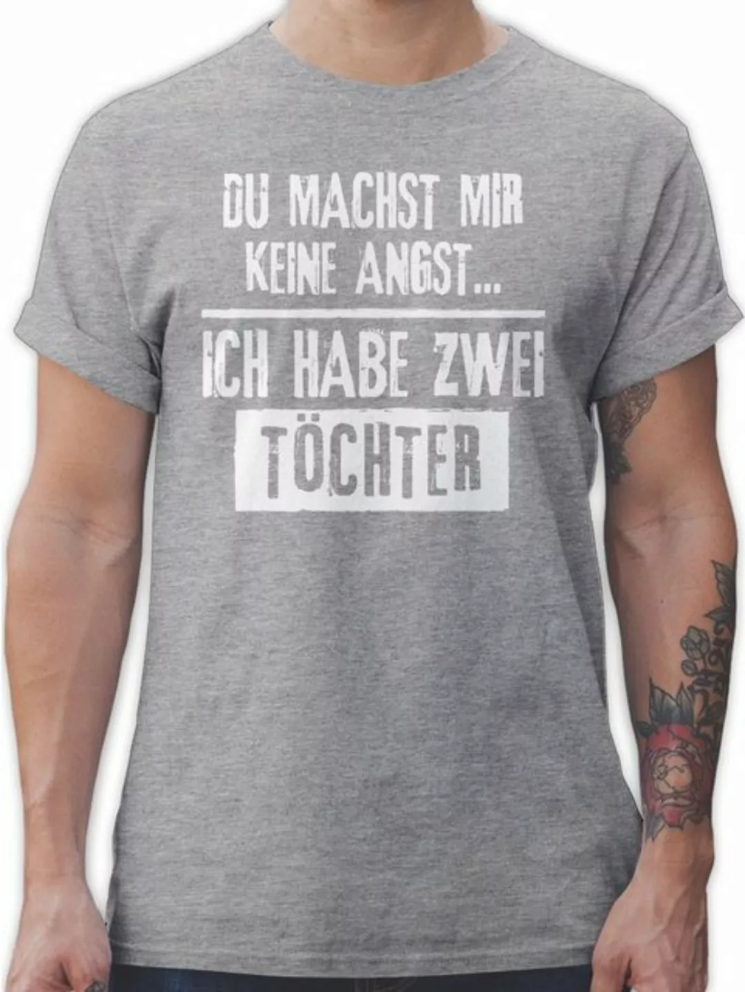 Shirtracer T-Shirt Du machst mir keine Angst - Ich habe 2 Töchter Vatertag günstig online kaufen