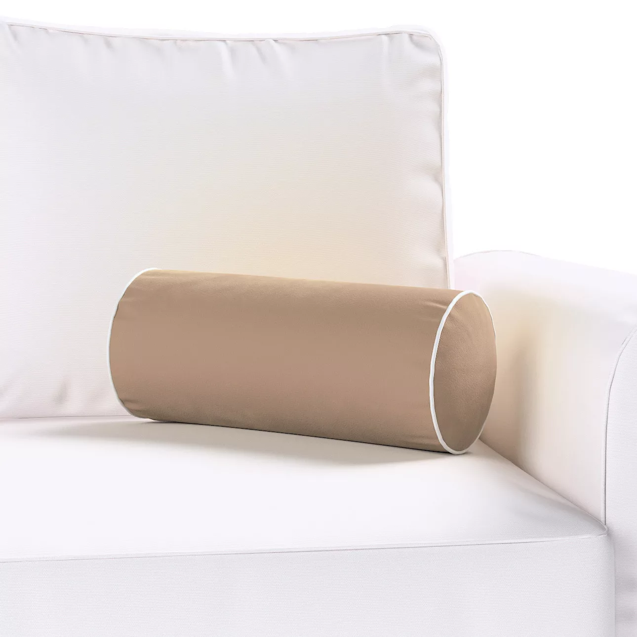 Einfache Nackenrolle mit Einfassband, beige, Ø16 x 40 cm, Velvet (704-35) günstig online kaufen