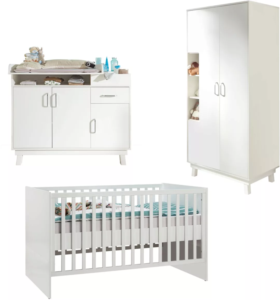 roba® Babyzimmer-Komplettset »Nordic, weiß«, (Set, 3 St., Kinderbett, Wicke günstig online kaufen