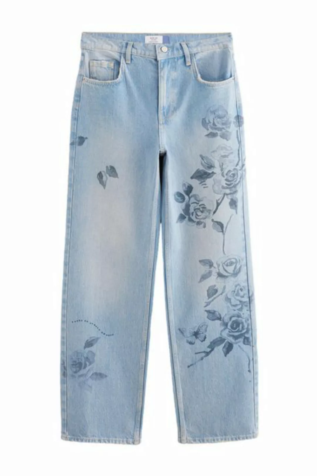 Next Weite Jeans Jeans mit weitem Bein und Blumen-Print (1-tlg) günstig online kaufen