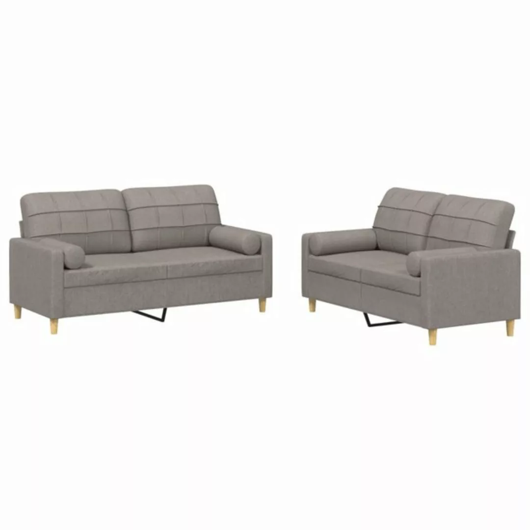 vidaXL Sofa Sofagarnitur Set mit Kissen Stoff, 2-tlg., Taupe günstig online kaufen