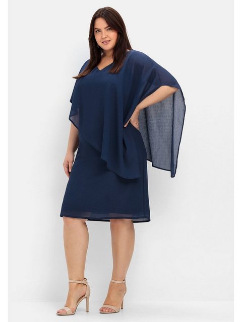 Sheego Cocktailkleid "Große Größen", mit asymetrischem Cape günstig online kaufen