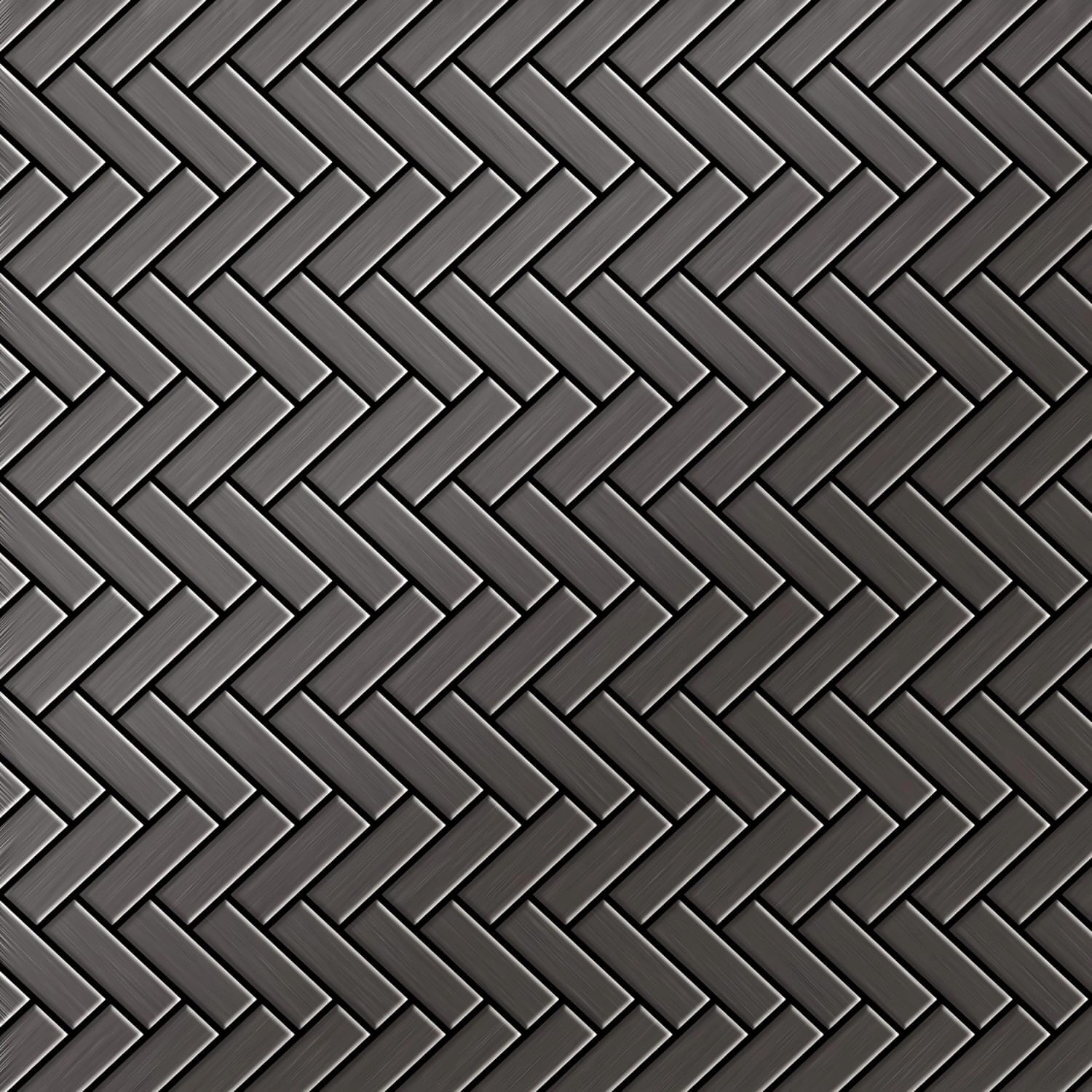 ALLOY Mosaik Fliese Massiv Metall Titan Gebürstet Dunkelgrau 1,6mm Herringb günstig online kaufen