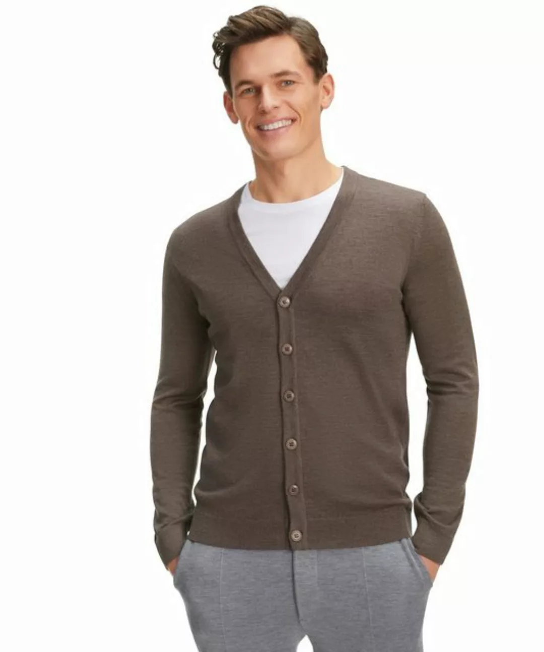 FALKE Herren Cardigan V-Ausschnitt, 3XL, Braun, Uni, Wolle, 60912-511207 günstig online kaufen