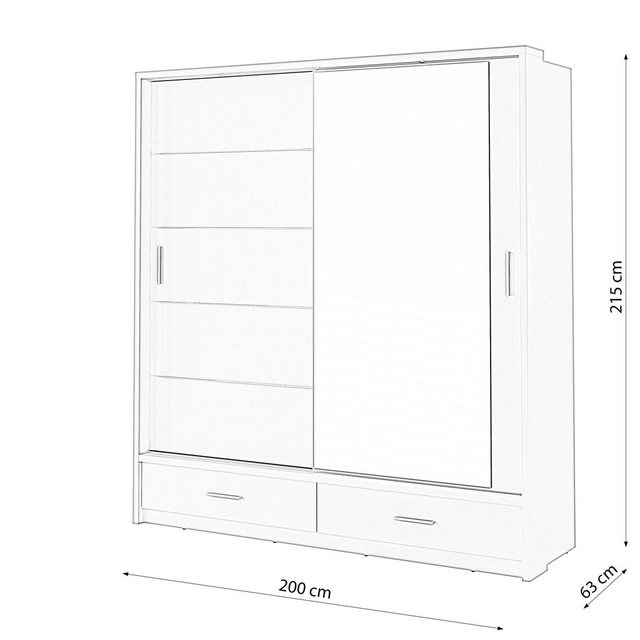 Compleo Kleiderschrank ARTI 05 mit 2 Schubladen, mit Spiegel, Schwebetürens günstig online kaufen