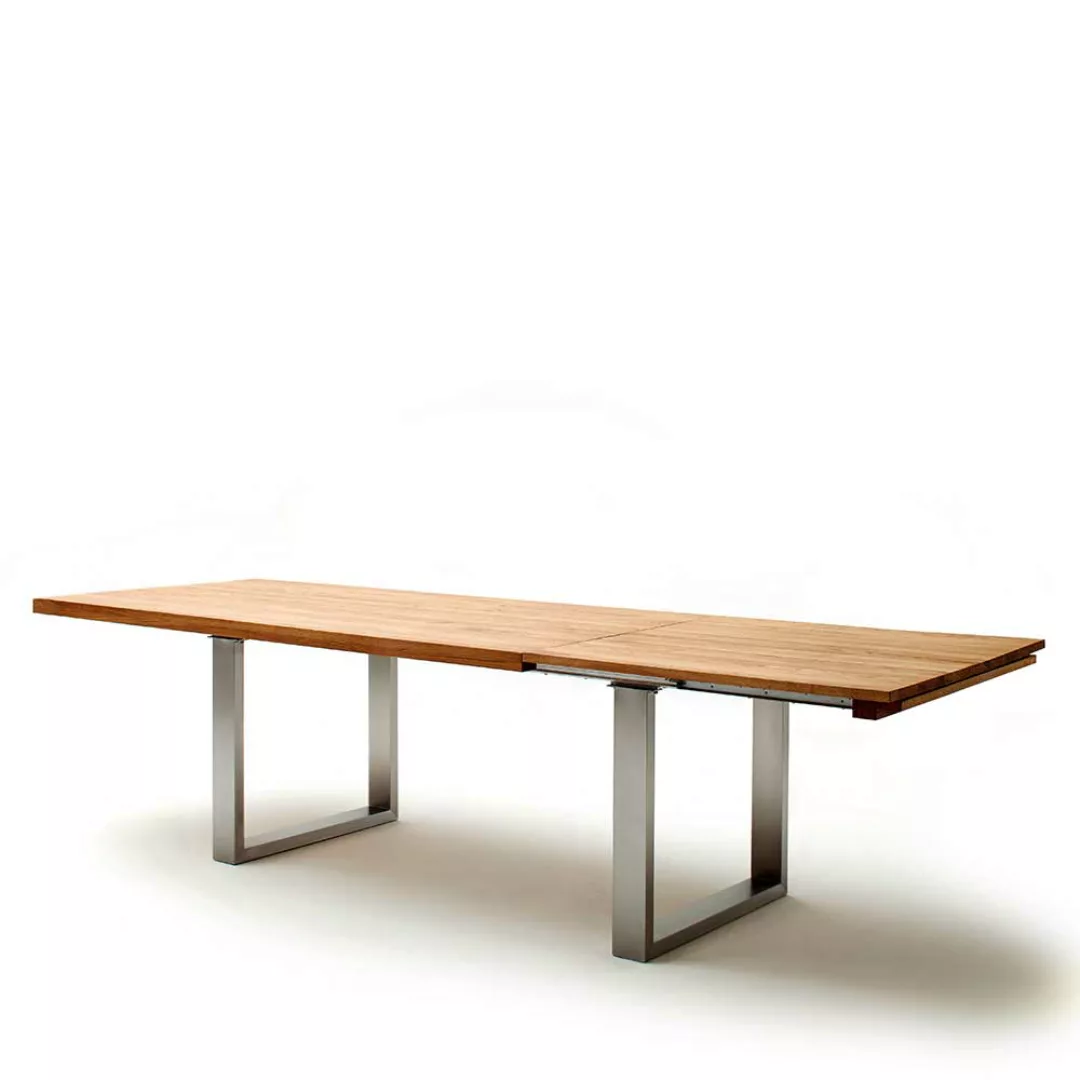 Holztisch aus Wildeiche Massivholz Bügelgestell aus Edelstahl günstig online kaufen
