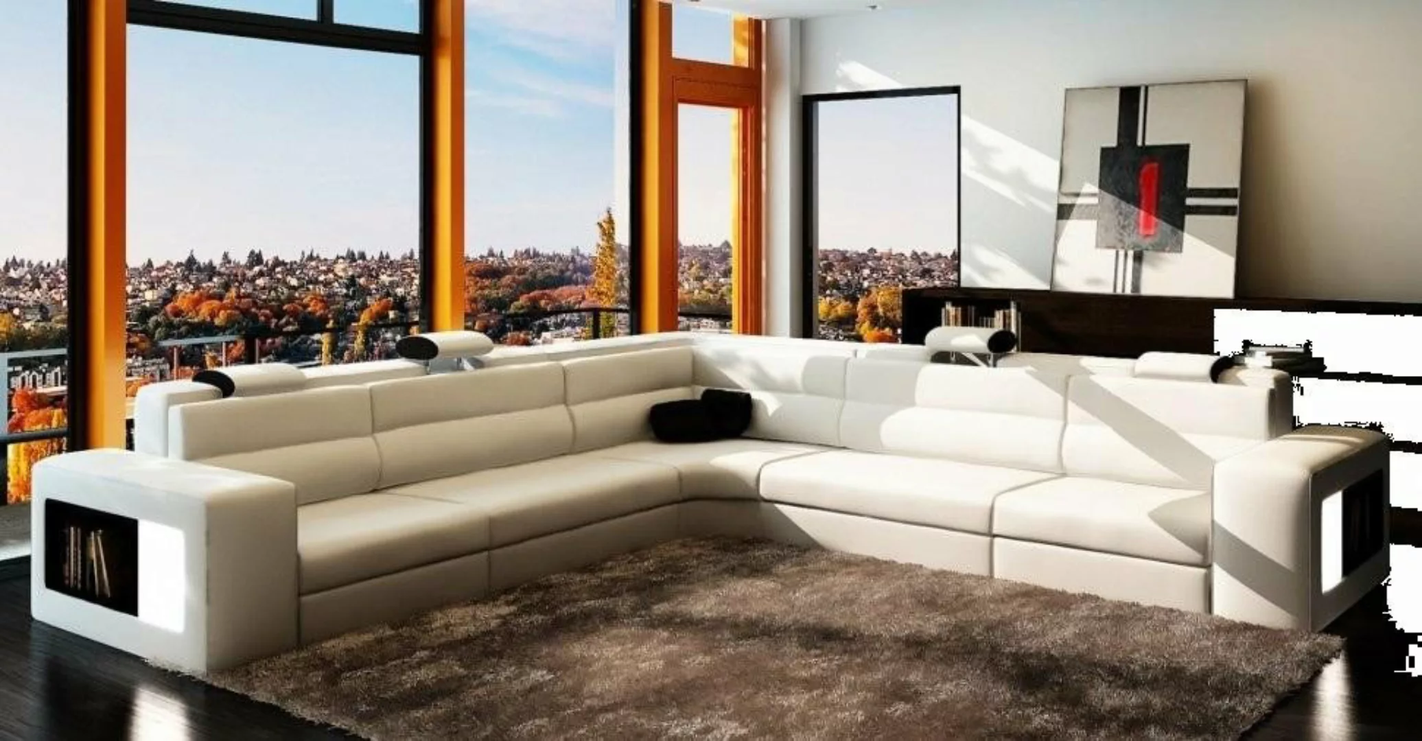 JVmoebel Ecksofa Ledersofa Sofa mit USB,Ecksofa Sitz Polster Wohnlandschaft günstig online kaufen