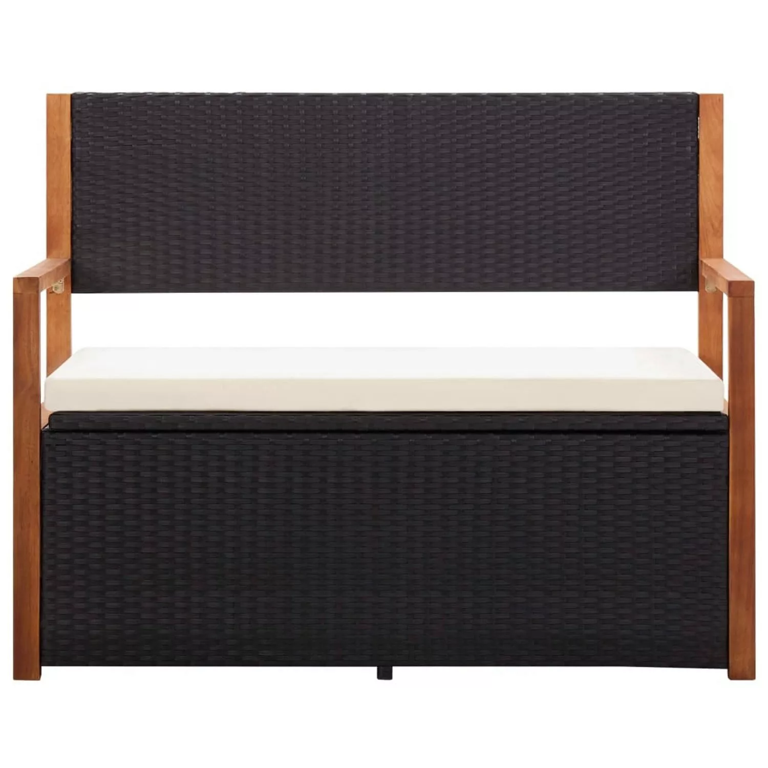 Bank Mit Stauraum 110 Cm Poly Rattan Massivholz Akazie Schwarz günstig online kaufen