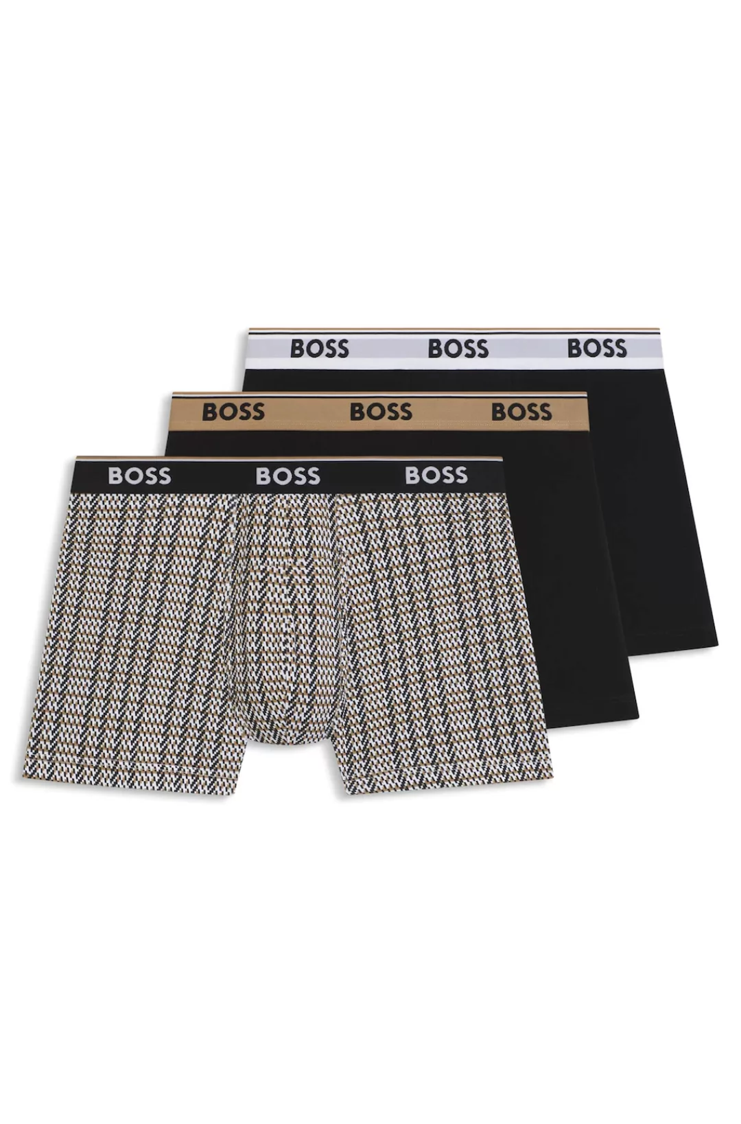 BOSS Boxershorts "Boxer Brief 3P Power Design", (3 St.), mit 2x Uni und 1x günstig online kaufen