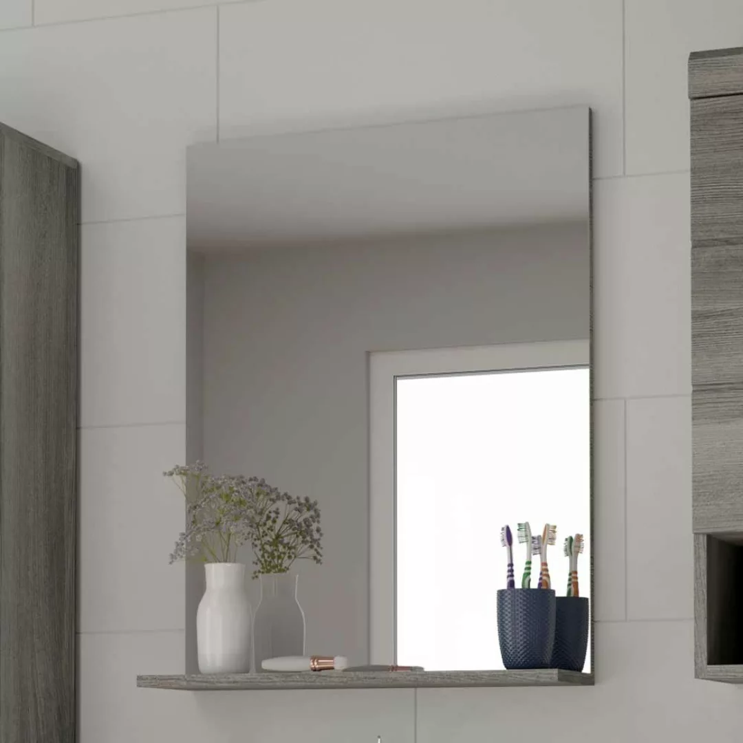 Badspiegel mit Ablage in Holzoptik Rauchgrau 60 cm breit günstig online kaufen