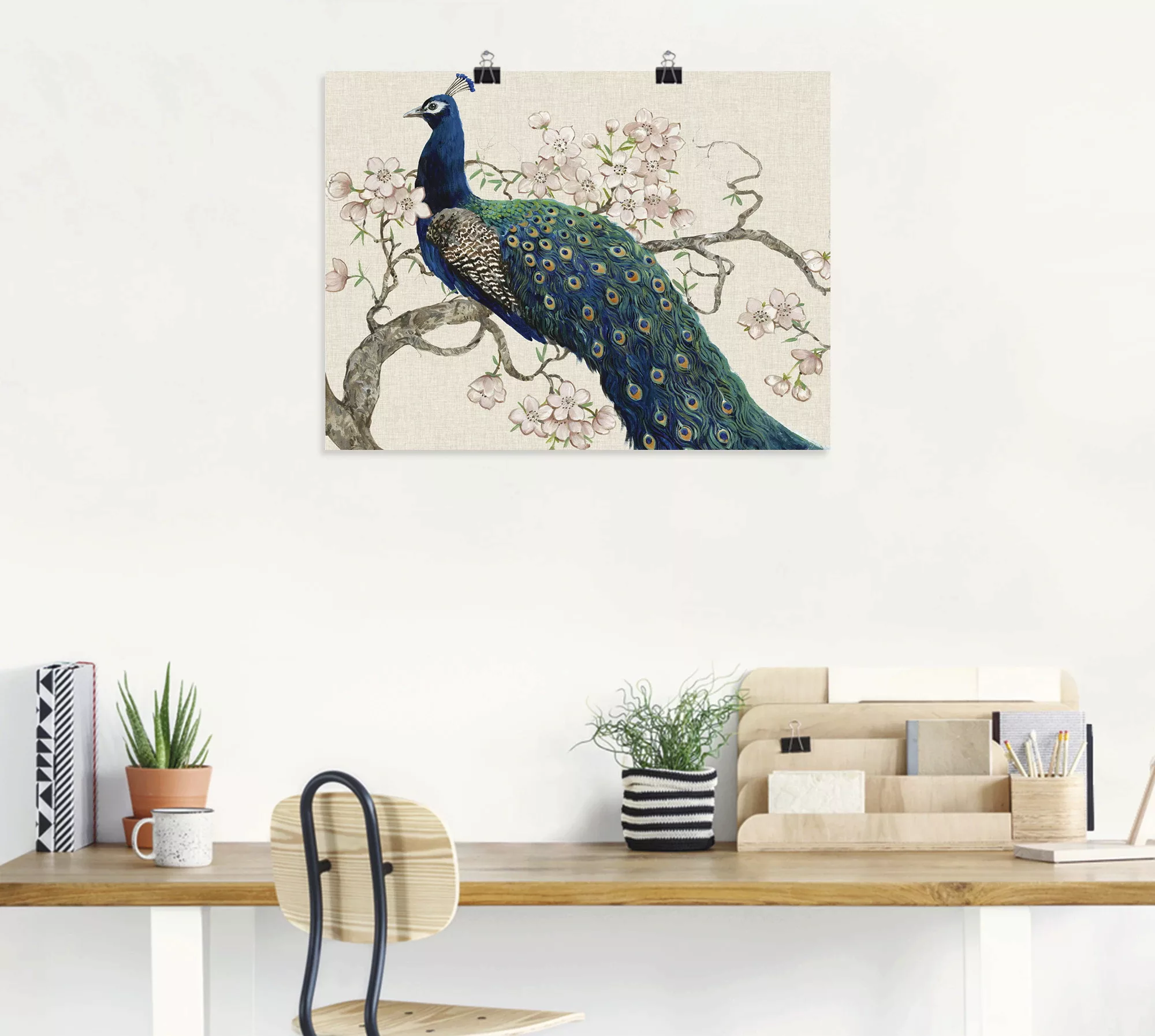 Artland Wandbild "Pfau & Blüten II", Vögel, (1 St.), als Alubild, Outdoorbi günstig online kaufen