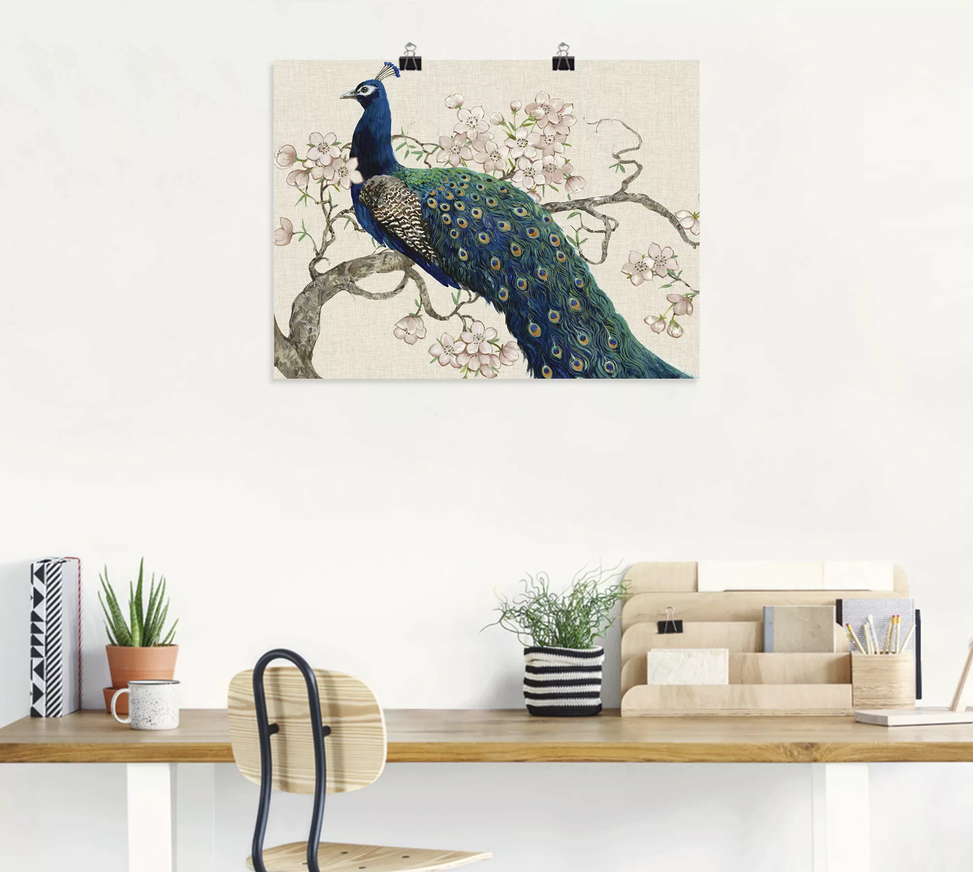 Artland Wandbild »Pfau & Blüten II«, Vögel, (1 St.), als Alubild, Outdoorbi günstig online kaufen