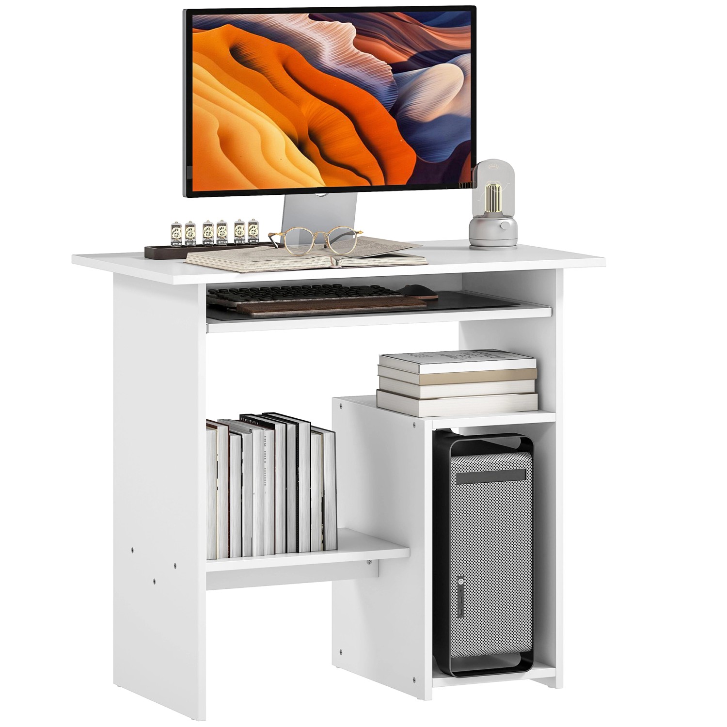 HOMCOM Computertisch Spanplatte 80L x 45B x 75H cm Weiß günstig online kaufen