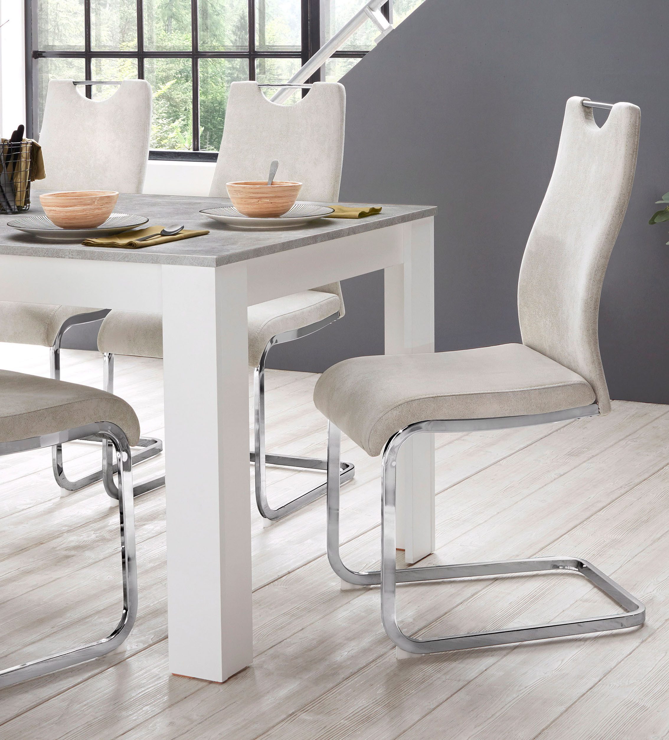 Home affaire Esszimmerstuhl "Milano", (Set), 2 St., Microfaser VINTAGE, (2 günstig online kaufen