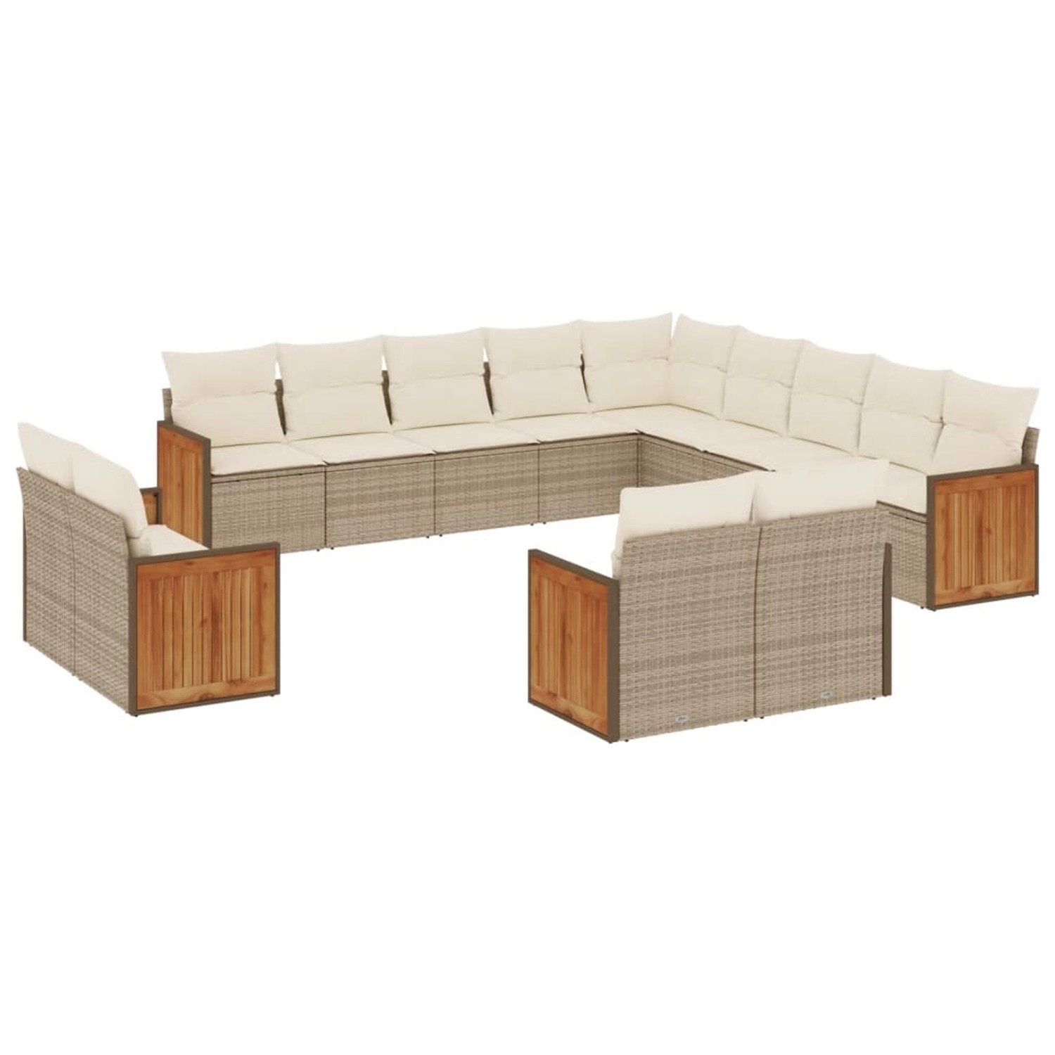 vidaXL 13-Tlg Garten-Sofagarnitur mit Kissen Beige Poly Rattan 3260609 günstig online kaufen