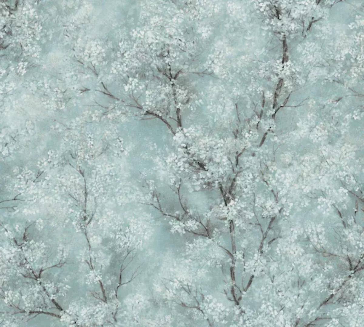 Bricoflor Hellblaue Tapete mit Kirschblütenzweig Chinesische Vliestapete mi günstig online kaufen