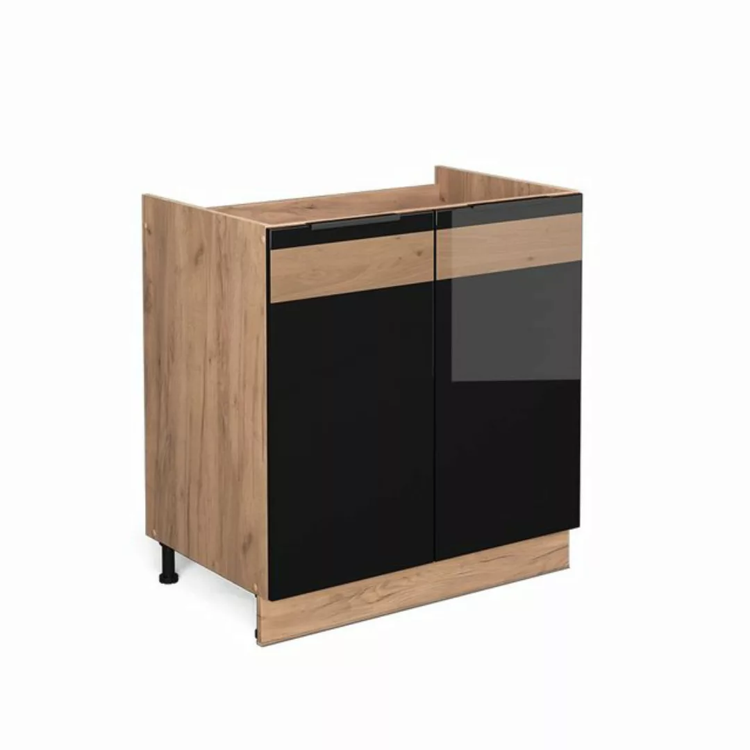 Vicco Spülenunterschrank Spülenunterschrank Fame 80cm Schwarz/Eiche günstig online kaufen