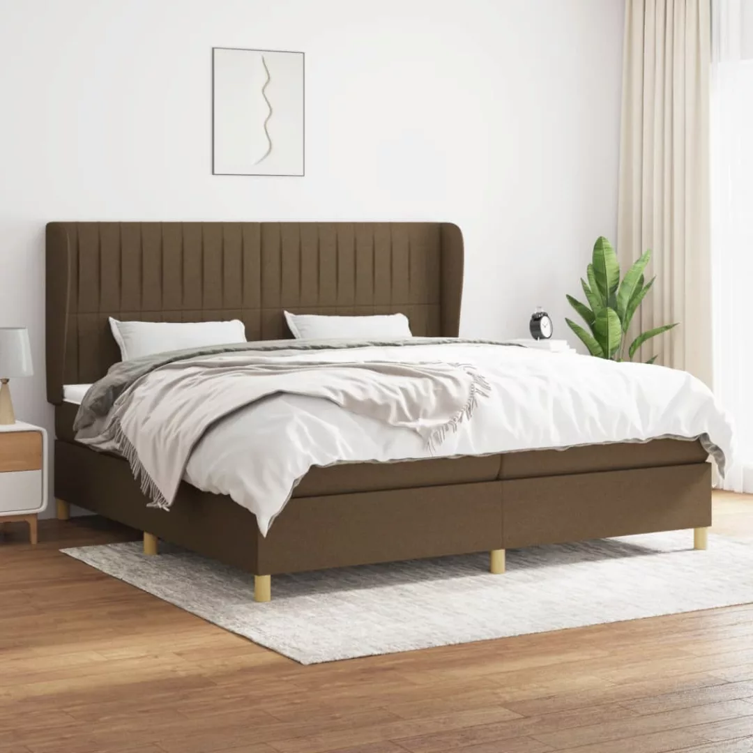 Vidaxl Boxspringbett Mit Matratze Dunkelbraun 200x200 Cm Stoff günstig online kaufen