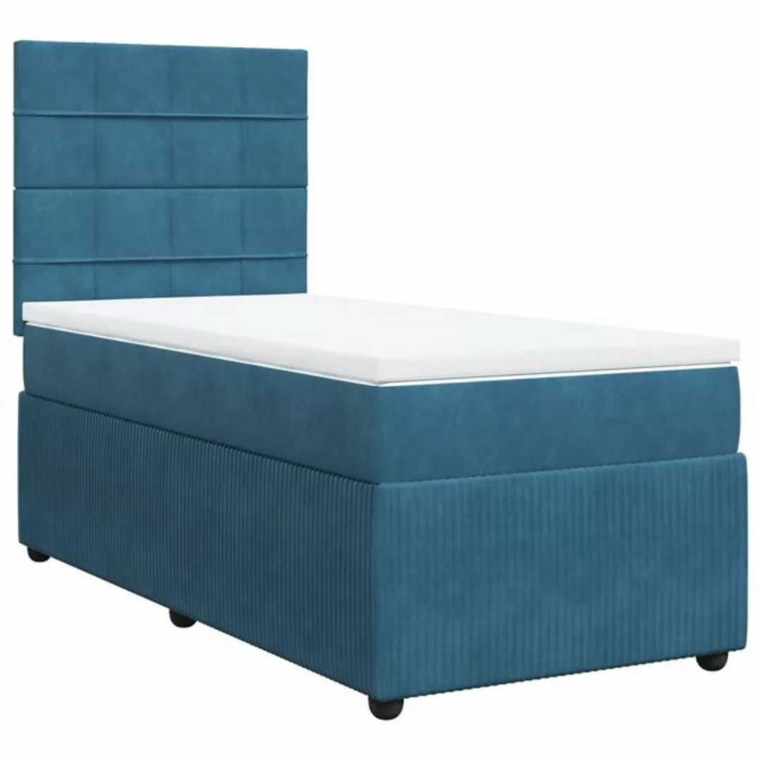 vidaXL Bett Boxspringbett mit Matratze Blau 90x190 cm Samt günstig online kaufen