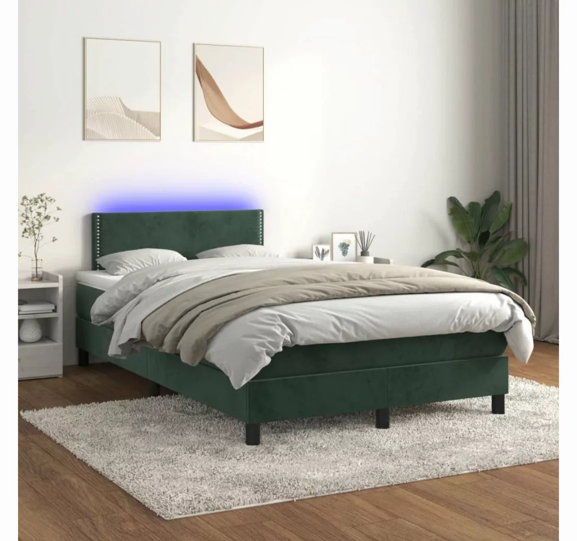 vidaXL Boxspringbett Bett Boxspringbett mit Matratze & LED Samt (120 x 200 günstig online kaufen