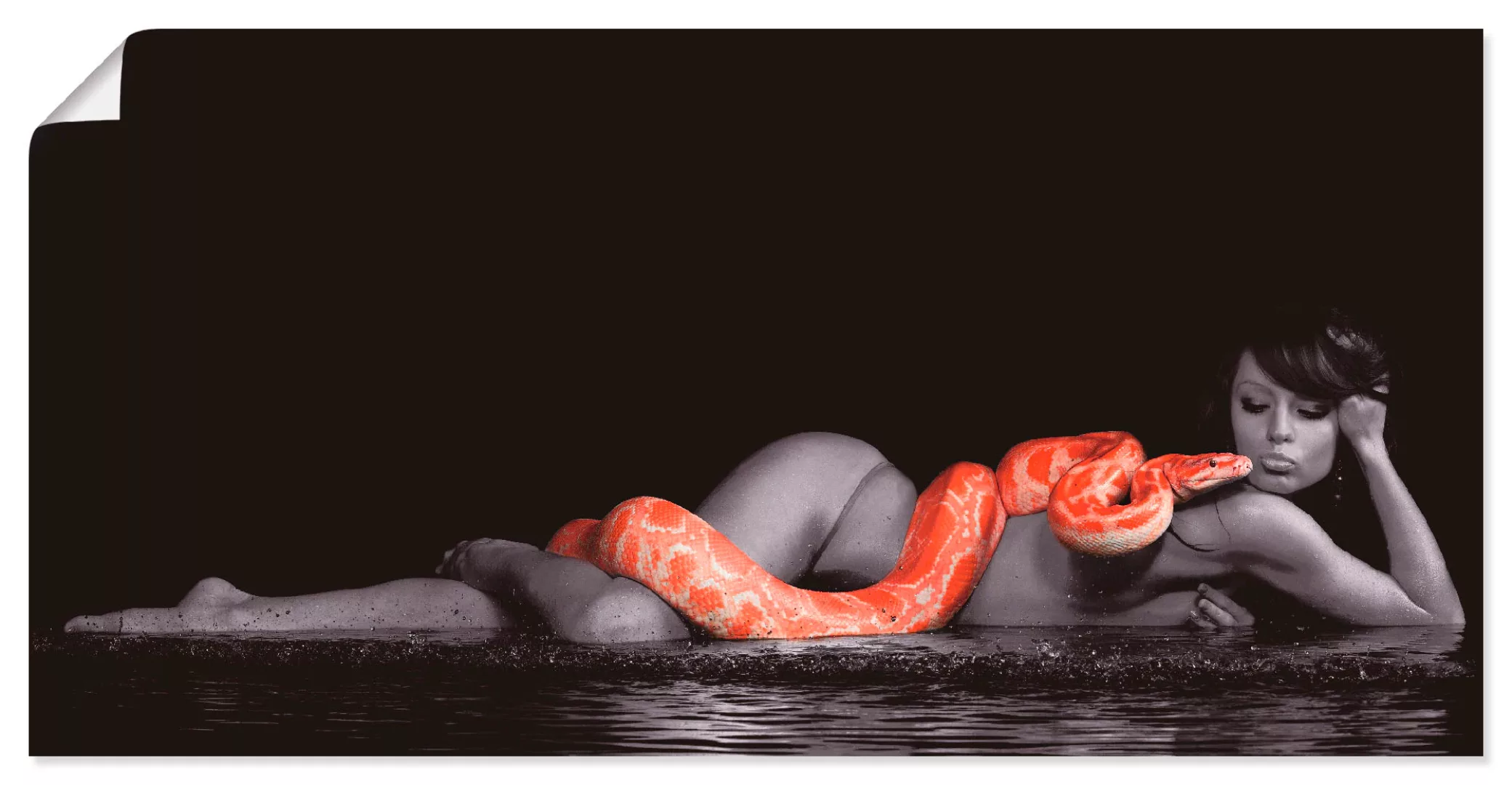 Artland Wandbild "Frau in Wasser liegend mit Python", Frau, (1 St.), als Le günstig online kaufen