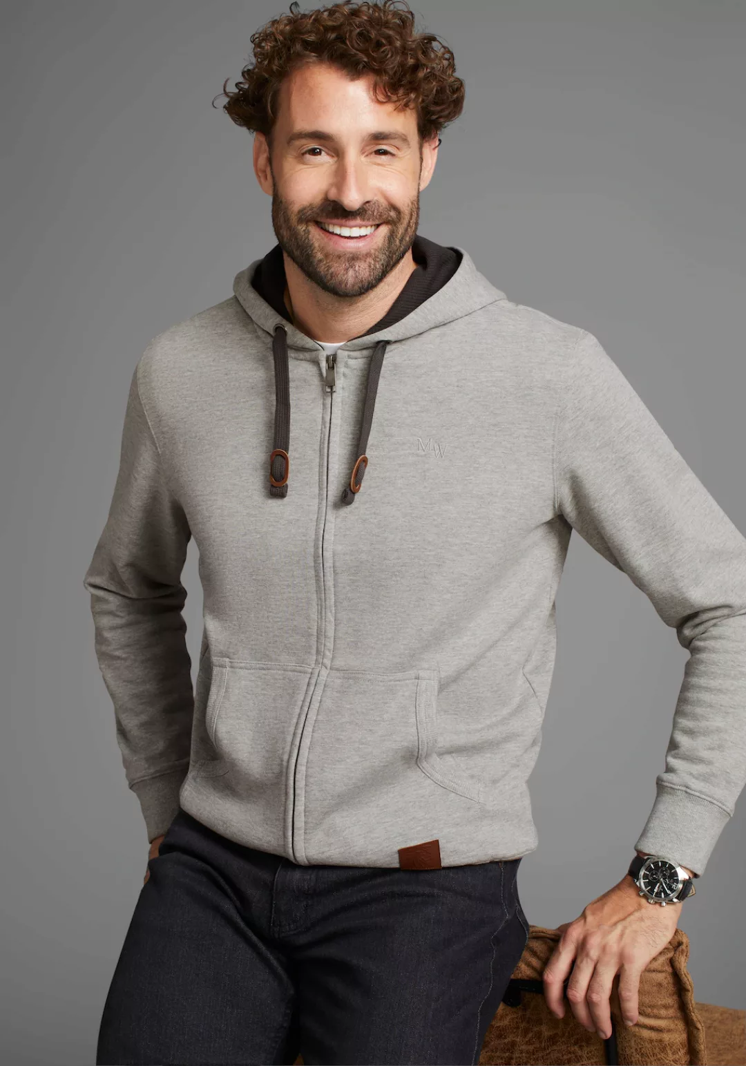 Mans World Kapuzensweatjacke, mit kontrastfarbigem Innenfutter günstig online kaufen