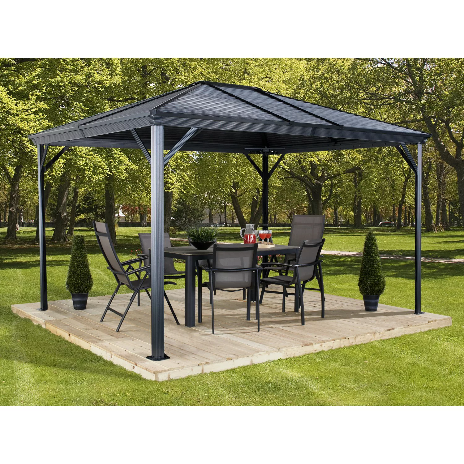 Sojag Pavillon Ventura Aluminium 296 cm x 296 cm x 261 cm Anthrazit günstig online kaufen