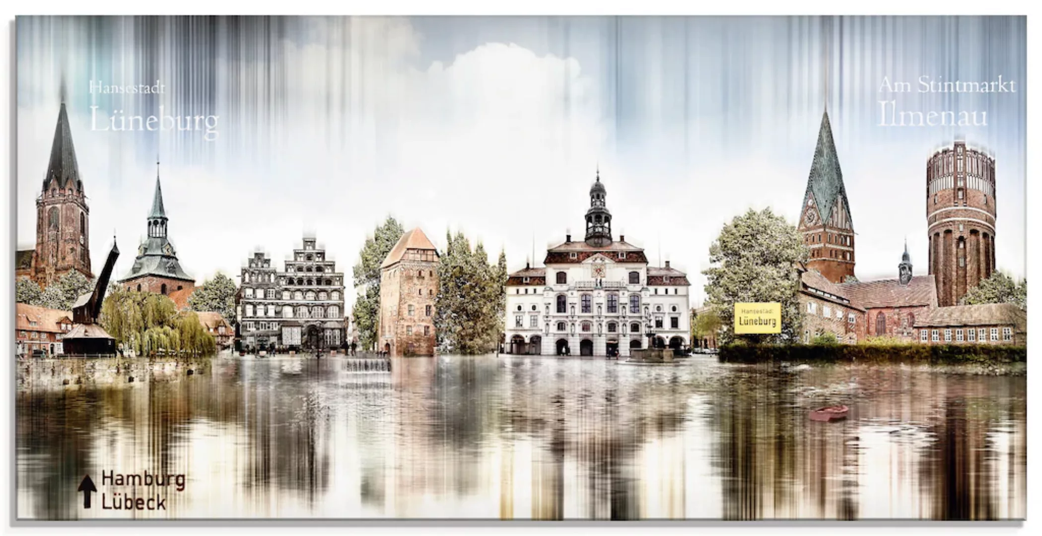Artland Glasbild "Lüneburg Skyline Abstrakte Collage", Deutschland, (1 St.) günstig online kaufen