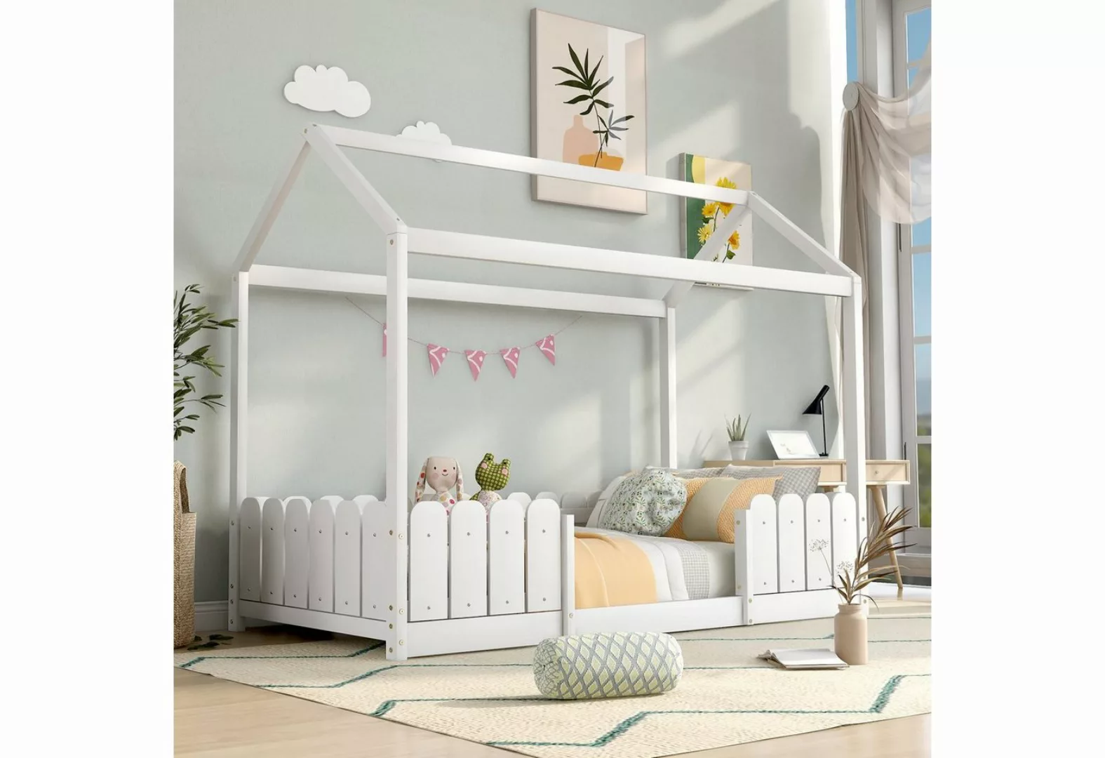 Flieks Kinderbett (1-tlg), Hausbett Kiefernholz 90x200cm ohne Matratze günstig online kaufen