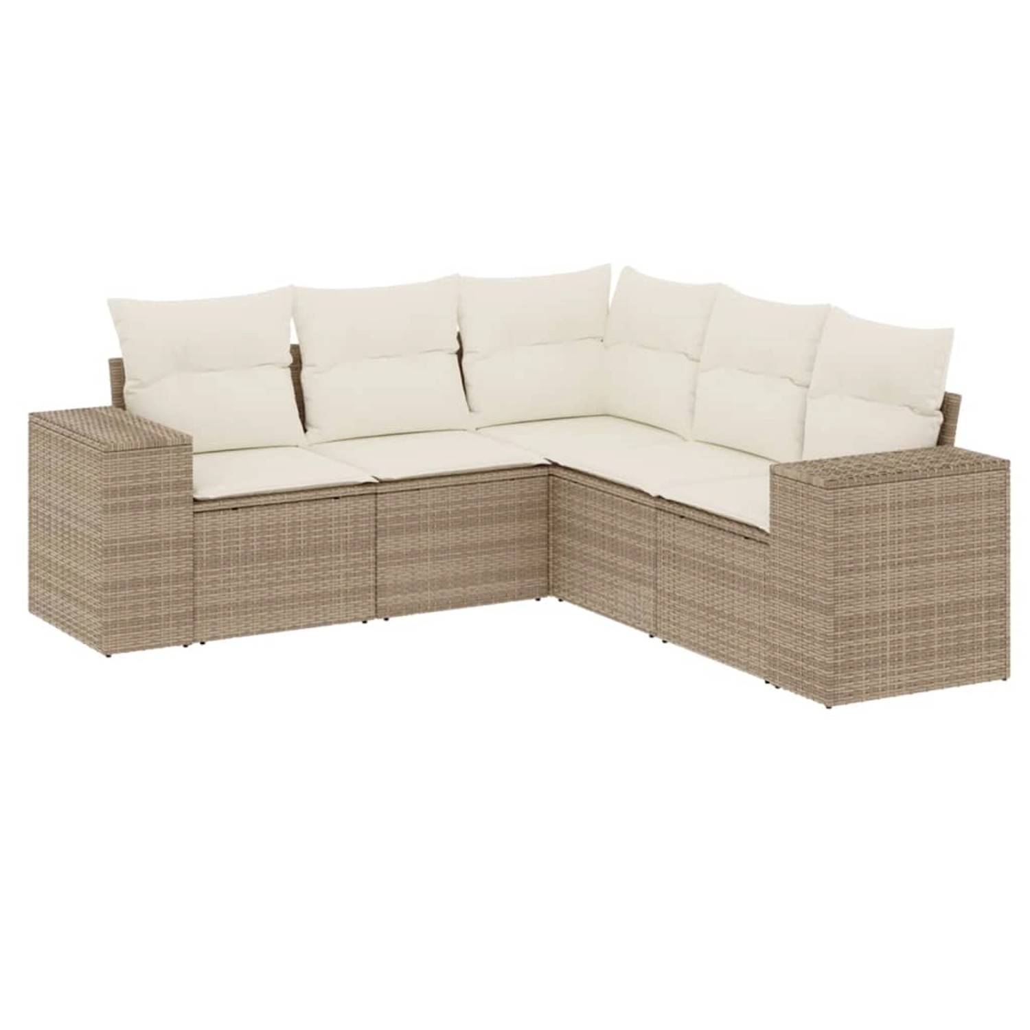 vidaXL 5-Tlg Garten-Sofagarnitur mit Kissen Beige Poly Rattan 3254885 günstig online kaufen