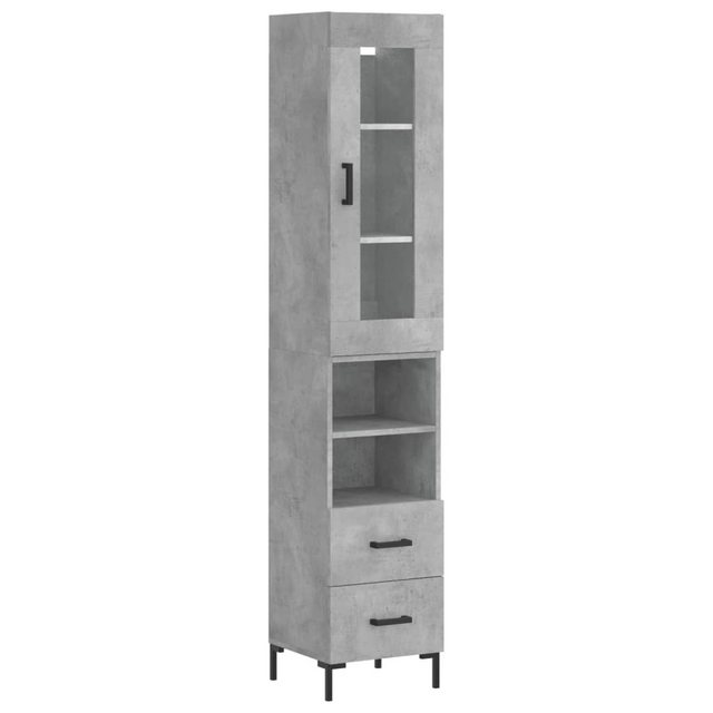 vidaXL Vitrine Highboard Betongrau 34,5x34x180 cm Spanplatte Glas Vitrine günstig online kaufen