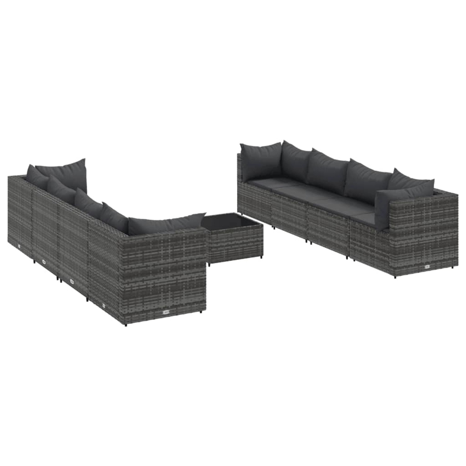 vidaXL 9-tlg Garten-Lounge-Set mit Kissen Grau Poly Rattan Modell 80 günstig online kaufen