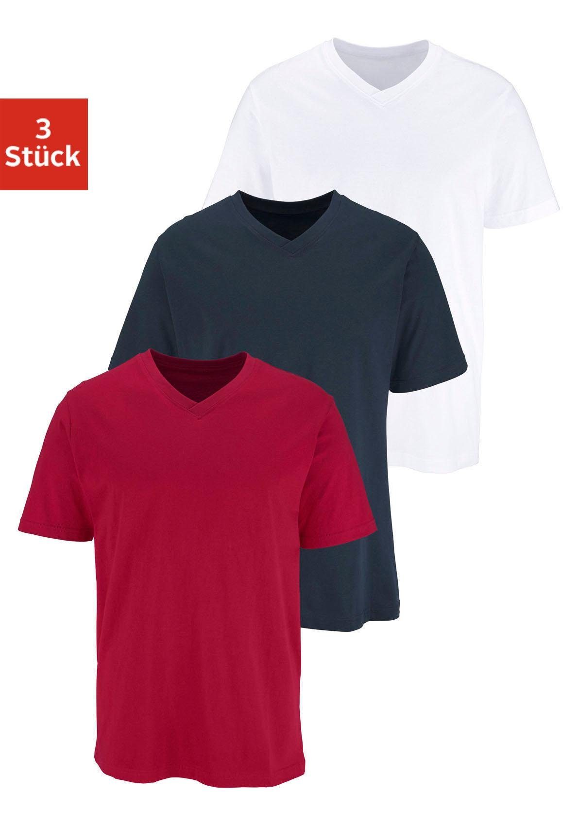 H.I.S T-Shirt, (Packung, 3 tlg.), mit V-Ausschnitt aus Baumwolle, Unterhemd günstig online kaufen