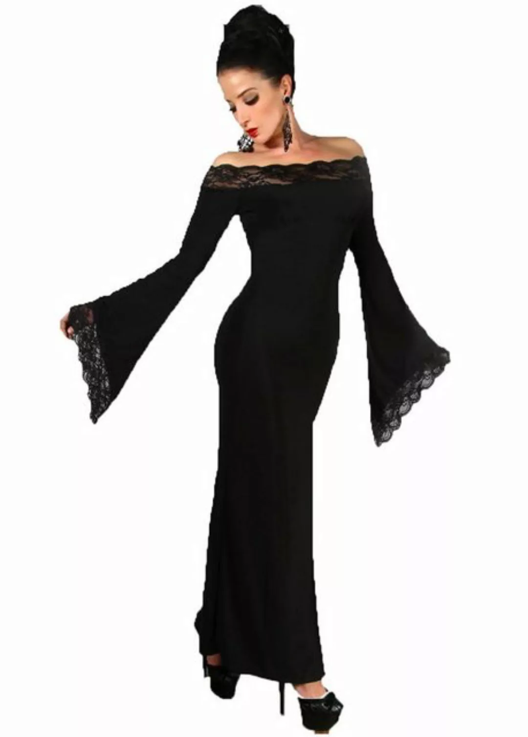 Atixo Abendkleid Gothic Maxikleid langes Kleid Abendkleid mit Spitze Jersey günstig online kaufen