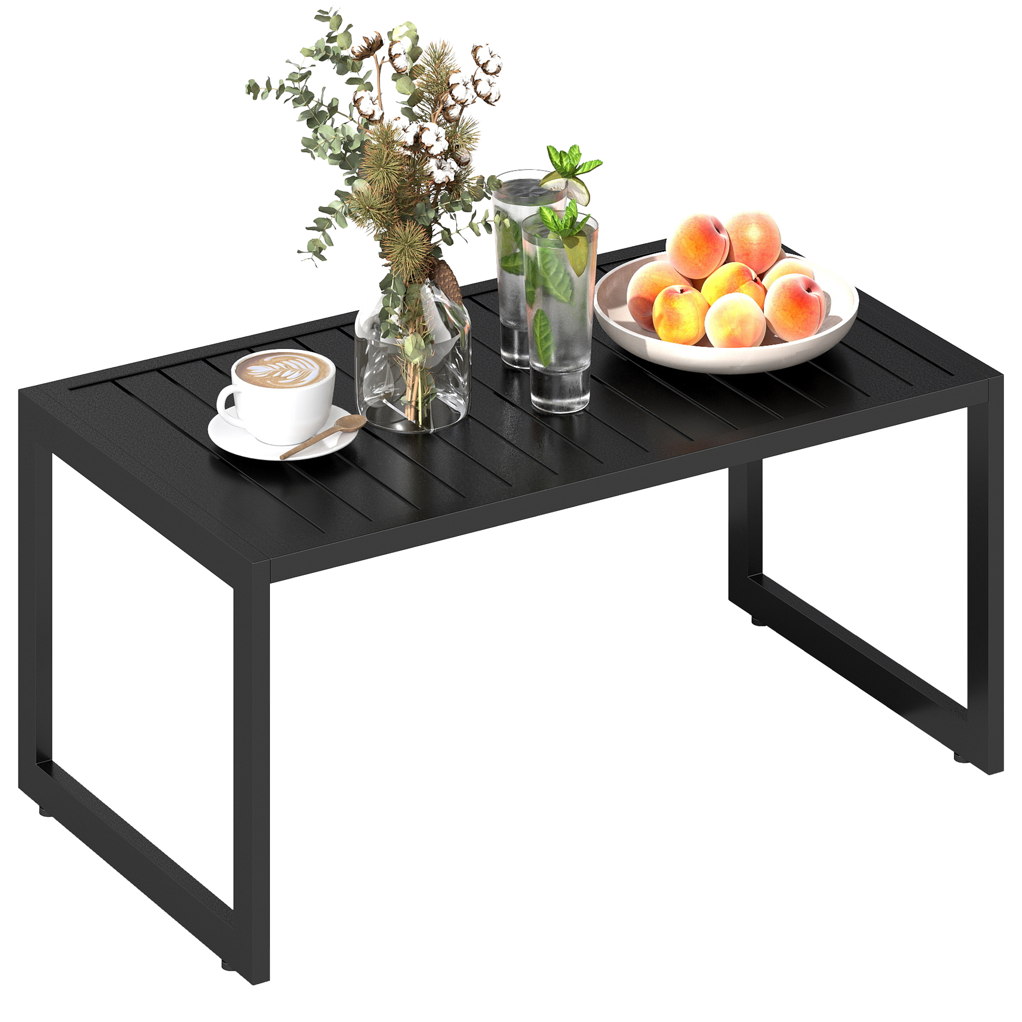 Outsunny Beistelltisch mit Lamellendesign Balkontisch aus Aluminium Kaffeet günstig online kaufen