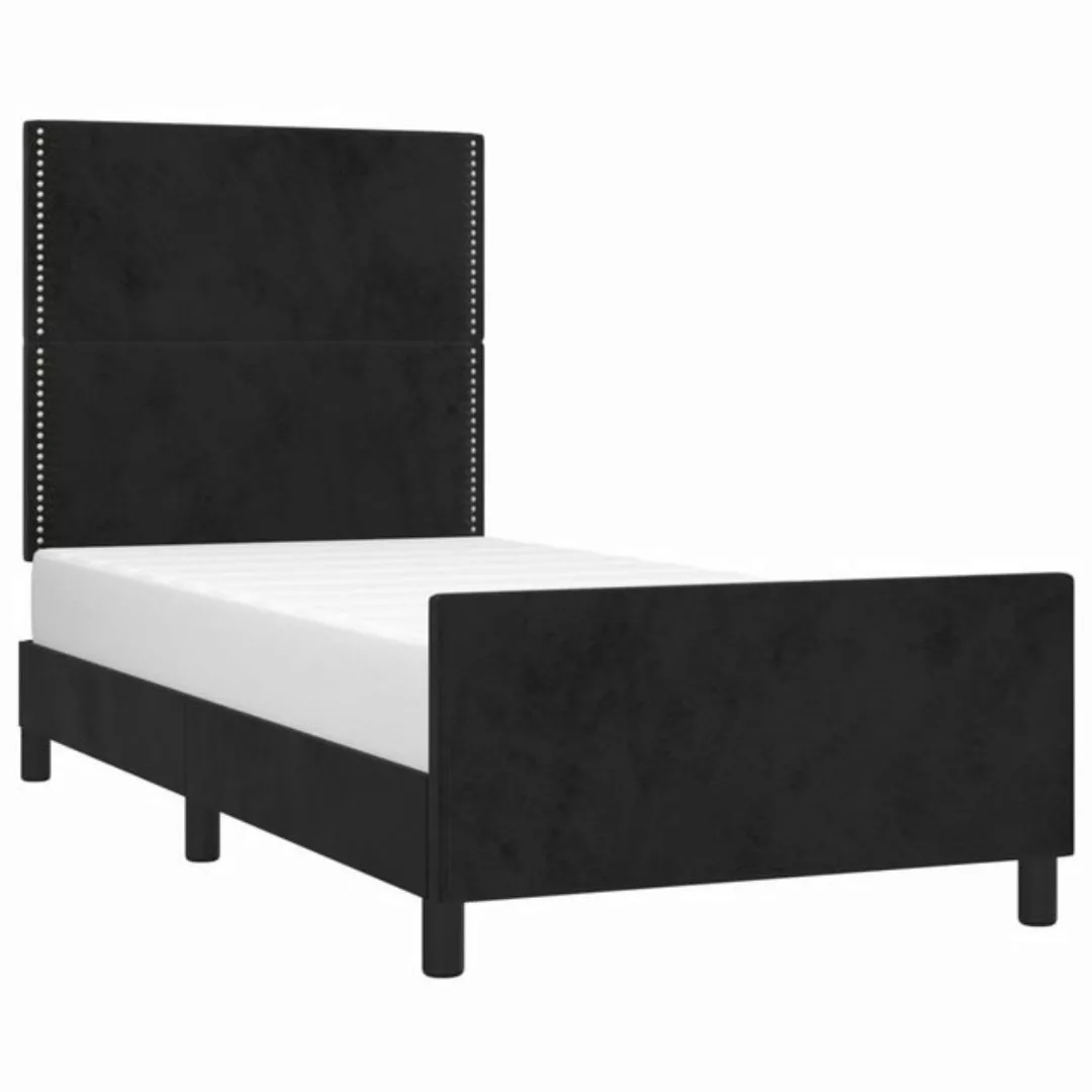 vidaXL Bett Bettgestell mit Kopfteil Schwarz 100x200 cm Samt günstig online kaufen