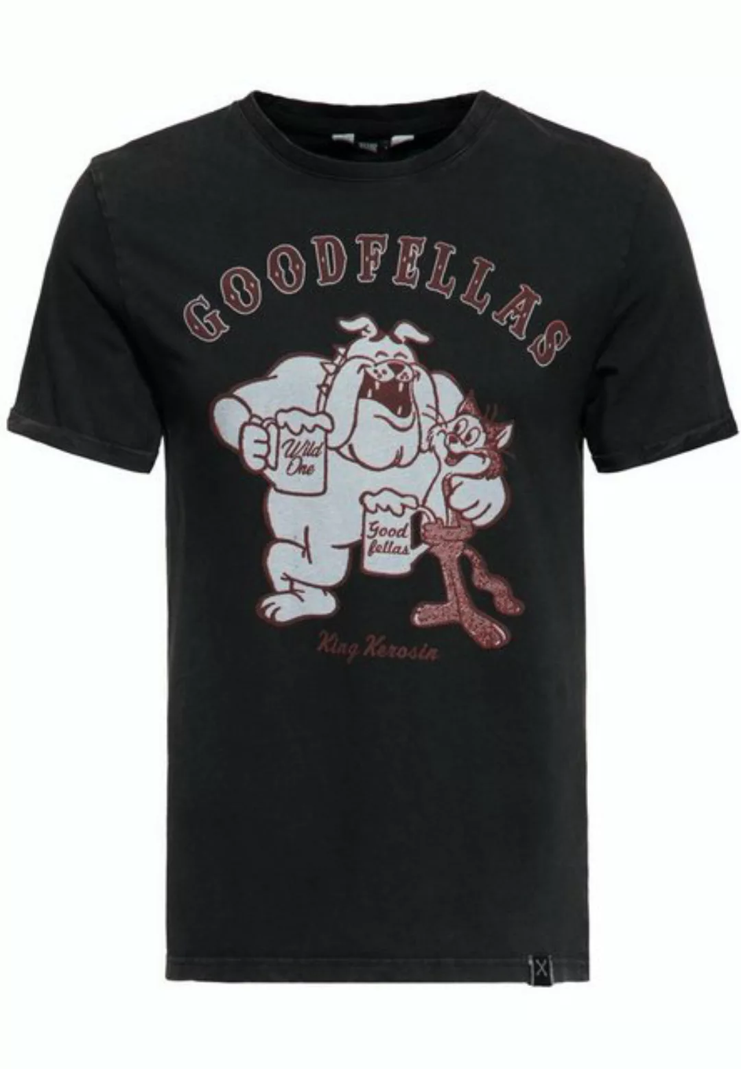KingKerosin Print-Shirt Goodfellas (1-tlg) individueller Oil-Wash-Look günstig online kaufen