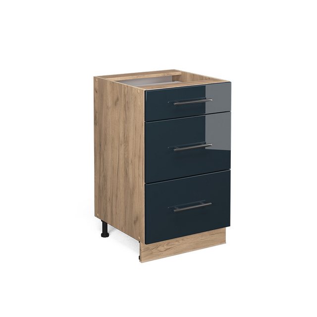 Vicco Unterschrank Fame-Line, Dunkelblau Hochglanz/Goldkraft Eiche, 50 cm, günstig online kaufen