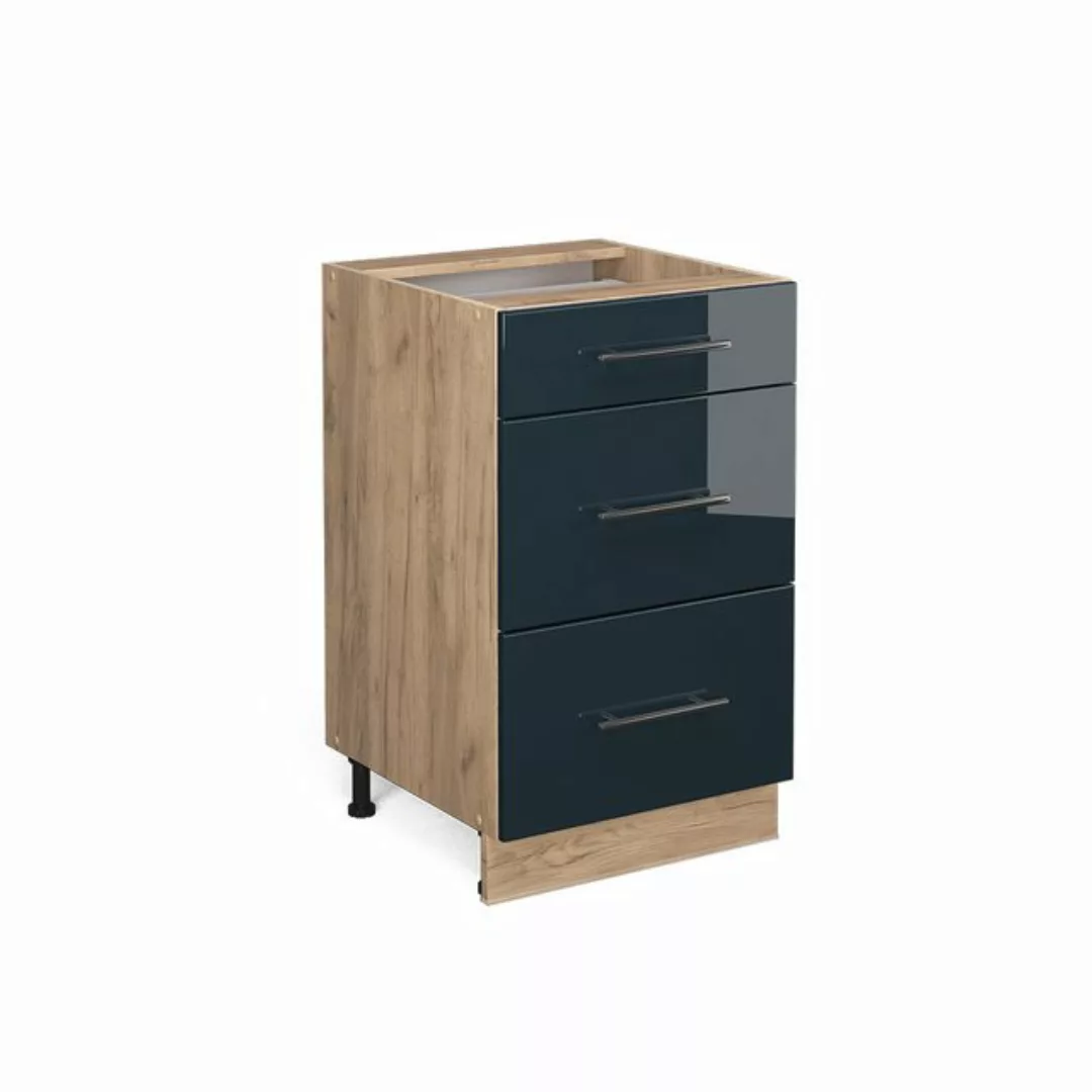 Vicco Unterschrank Fame-Line, Dunkelblau Hochglanz/Goldkraft Eiche, 50 cm o günstig online kaufen