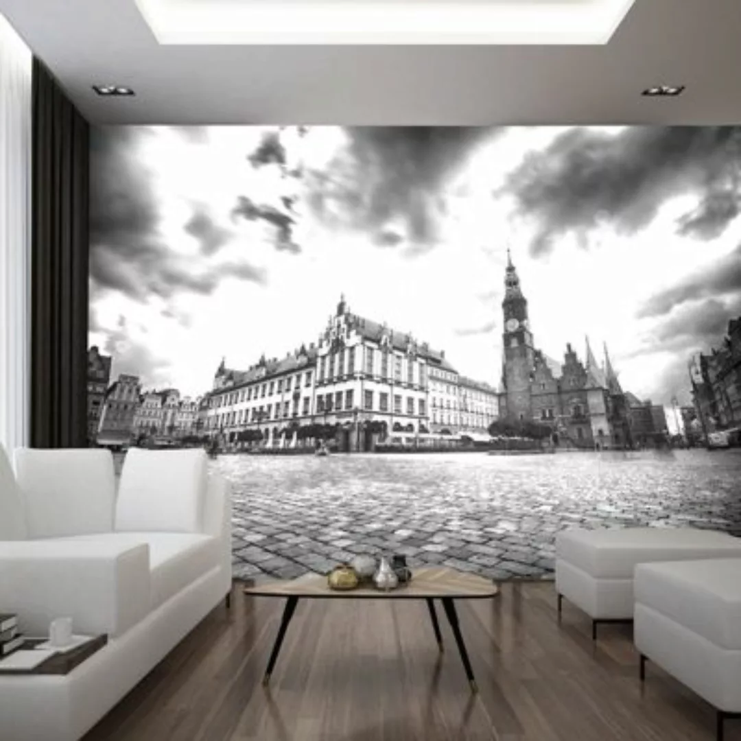 artgeist Fototapete Wroclaw Market Square schwarz/weiß Gr. 300 x 210 günstig online kaufen