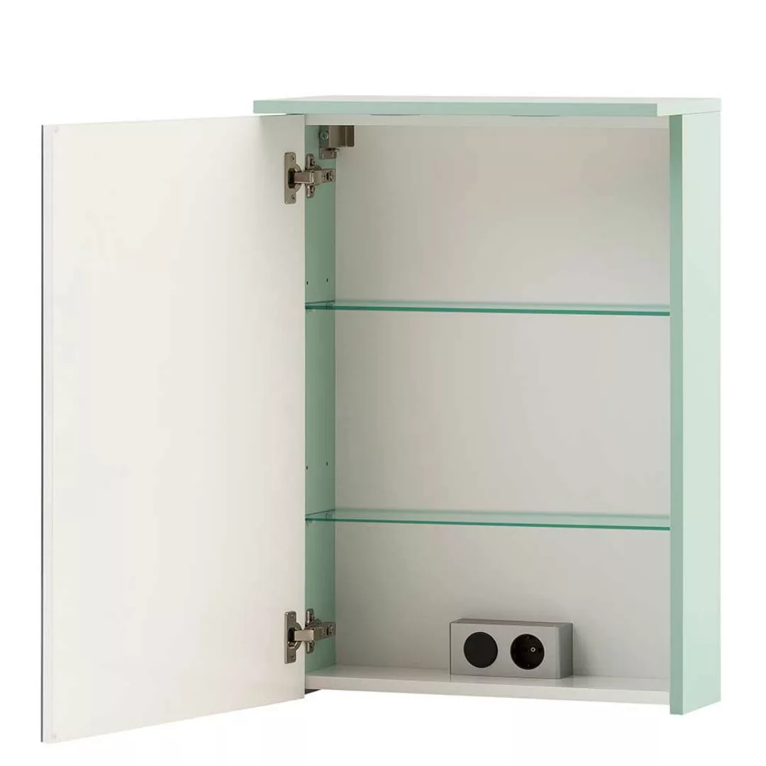 Badezimmer Spiegelschrank in Mintgrün und Goldfarben LED Beleuchtung günstig online kaufen