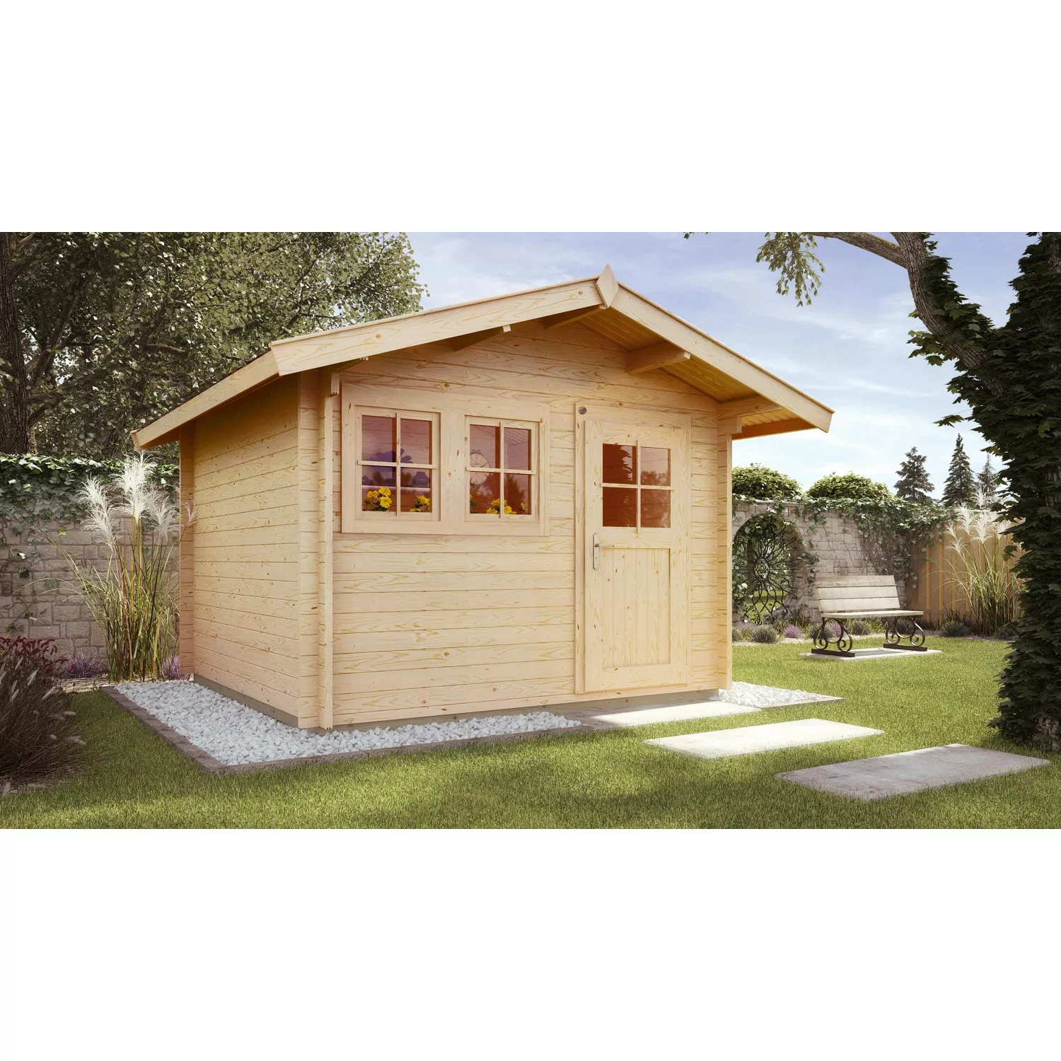 Weka Holz-Gartenhaus/Gerätehaus Satteldach Unbehandelt 370 cm günstig online kaufen