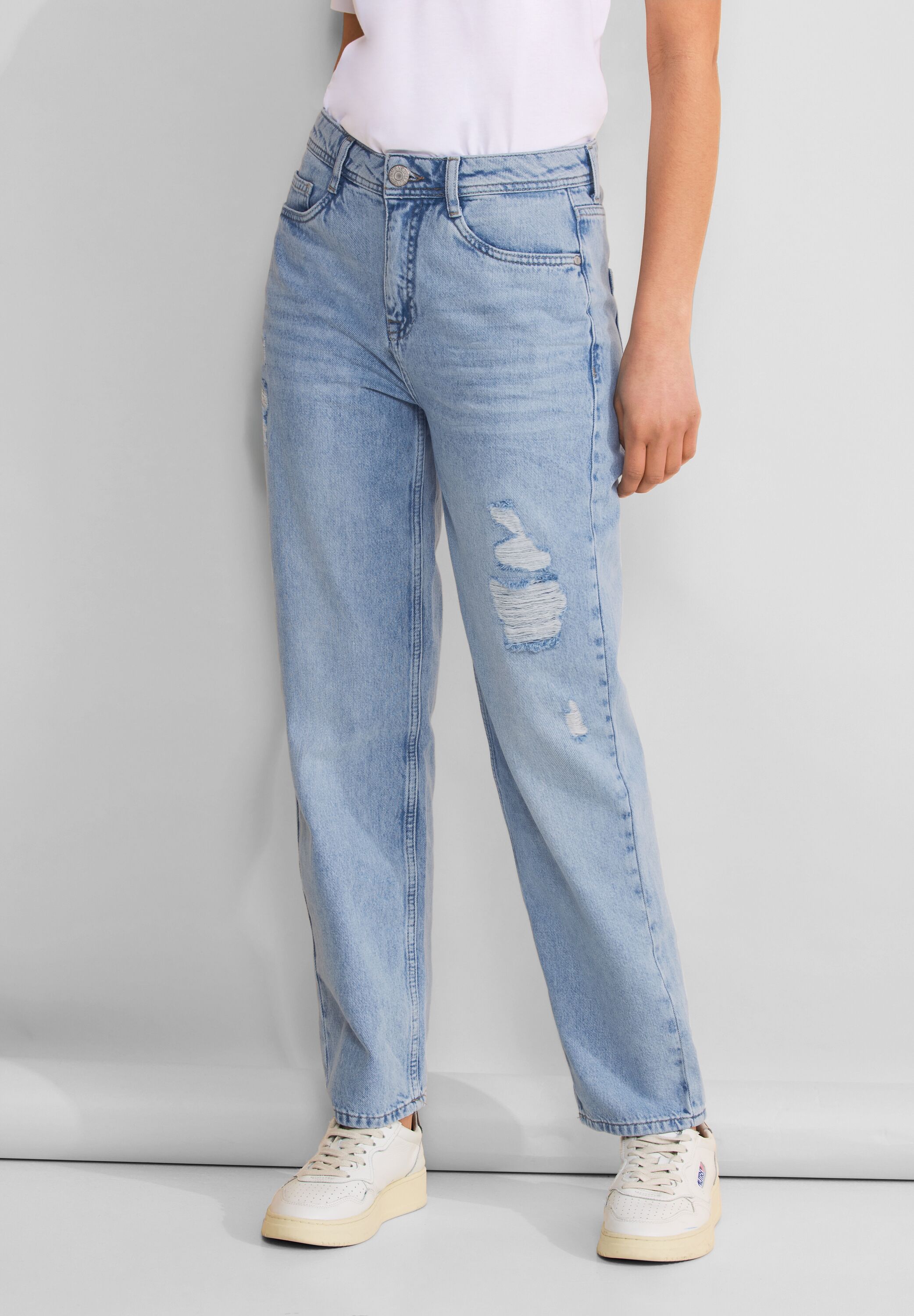 STREET ONE Straight-Jeans, mit Löcher-Used-Look günstig online kaufen