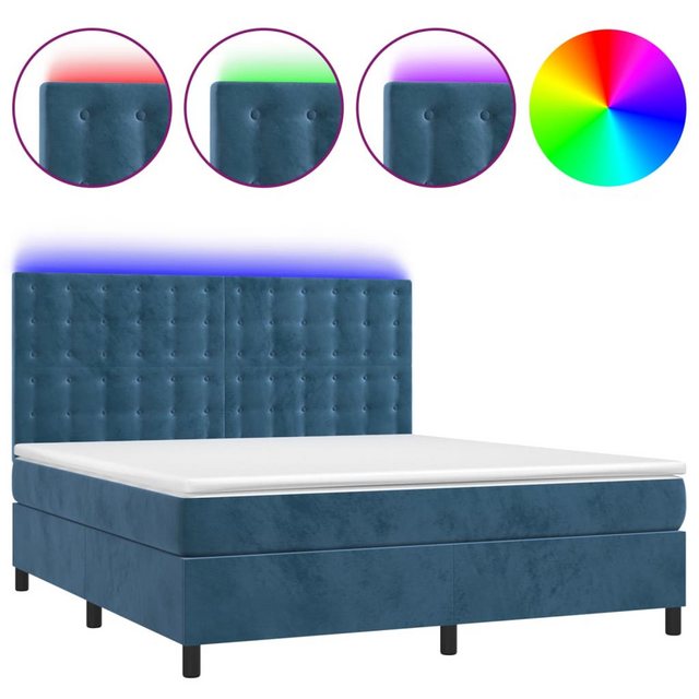 vidaXL Boxspringbett Boxspringbett mit Matratze & LED Samt (180 x 200 cm, B günstig online kaufen