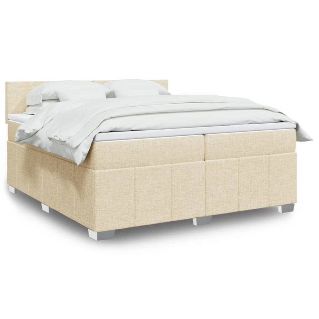 vidaXL Boxspringbett, Boxspringbett mit Matratze Creme 200x200 cm Stoff günstig online kaufen