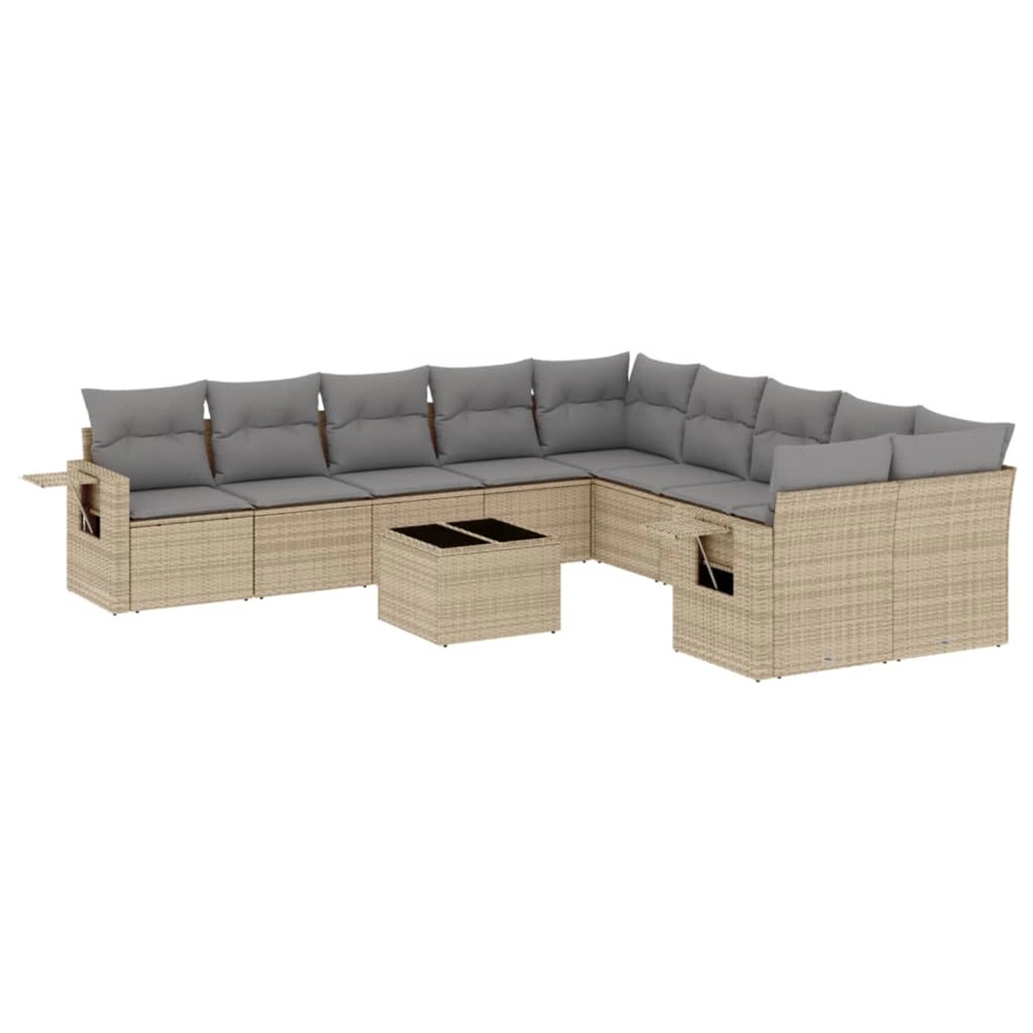vidaXL 11-Tlg Garten-Sofagarnitur mit Kissen Beige Poly Rattan 3253056 günstig online kaufen