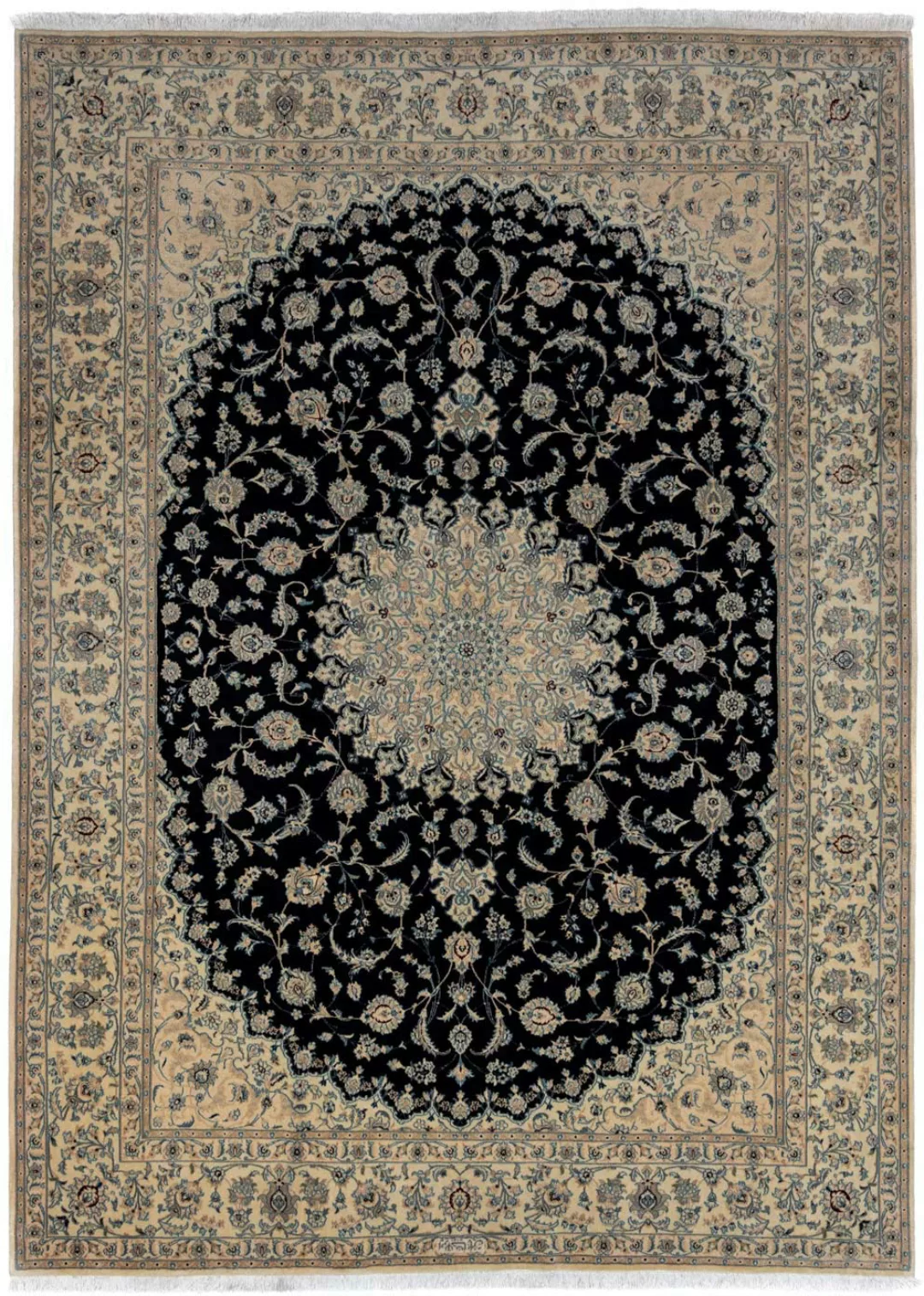 morgenland Wollteppich »Nain 9la Medaillon Nero 344 x 250 cm«, rechteckig günstig online kaufen