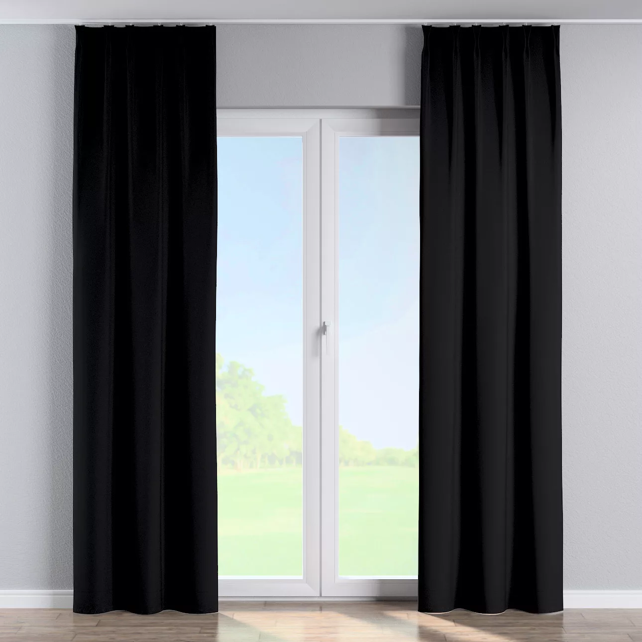 Vorhang mit flämischen 2-er Falten, schwarz, Dimout 300 cm (269-99) günstig online kaufen